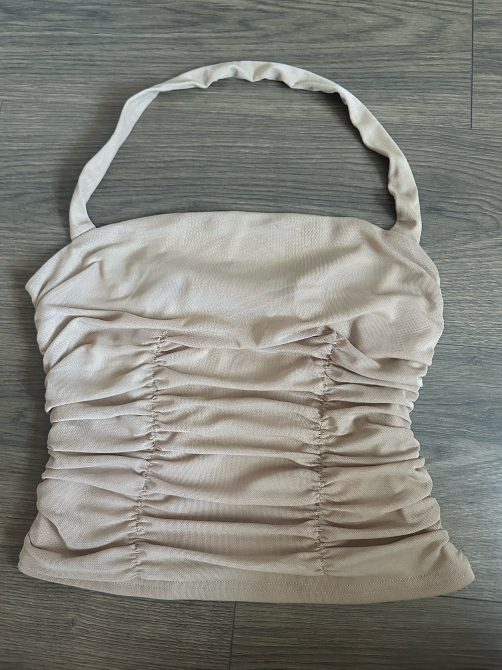 Fashion Nova Nude/Tan Sheer Mesh Top